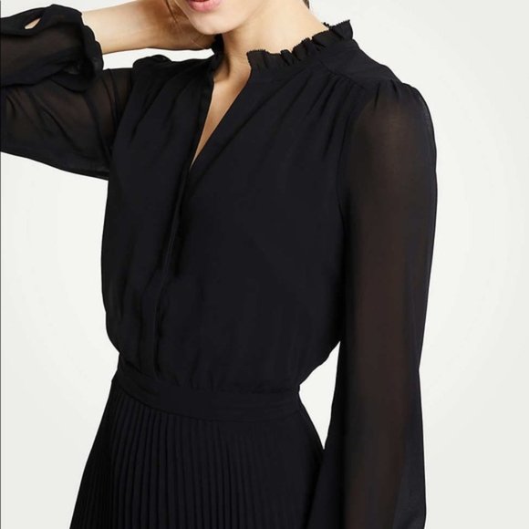 Ann Taylor Black Pleated Flare Dress - Picture 10 of 11